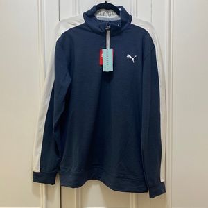 Puma navy with white stripe golf 1/4  zip